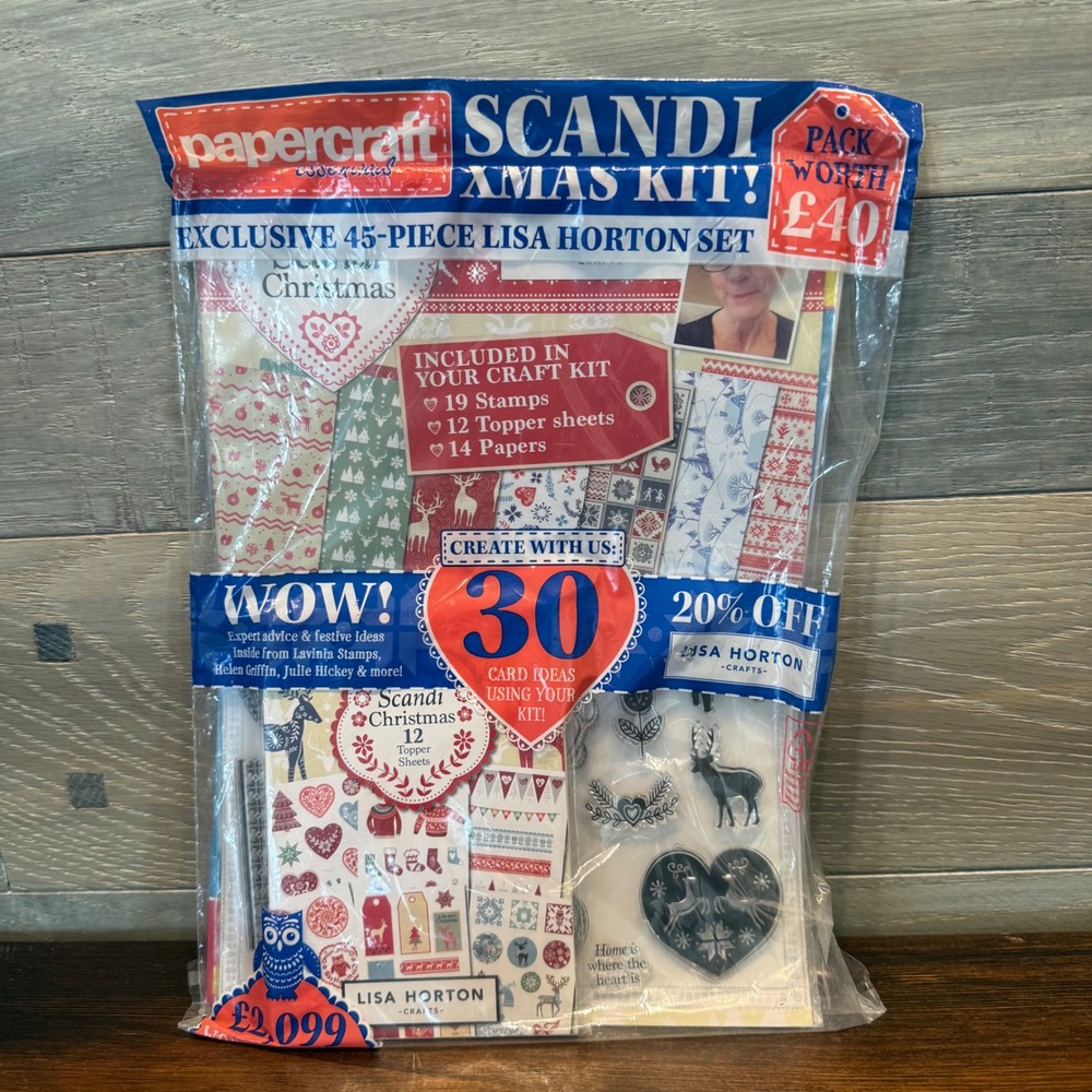 Papercraft Essentials 204 Scandi Xmas Kit Lisa Horton 45pc Stamps Paper Toppers
